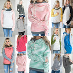 Striped Panel Hoodie Sweatshirt Pi-Mart