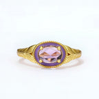 Gold Plated Vintage Band Amethyst Flower Ring Pi-Mart