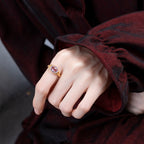 Gold Plated Vintage Band Amethyst Flower Ring Pi-Mart