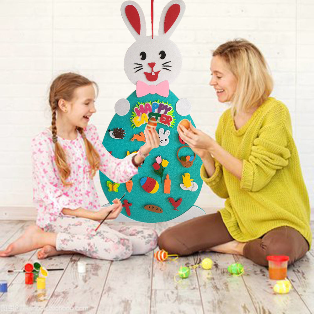 Easter Kids DIY Felt Bunny Pendants Toy with Detachable Alphabet Easter Ornament Kids Easter Gift for Home Door Wall Decoration Pi-Mart