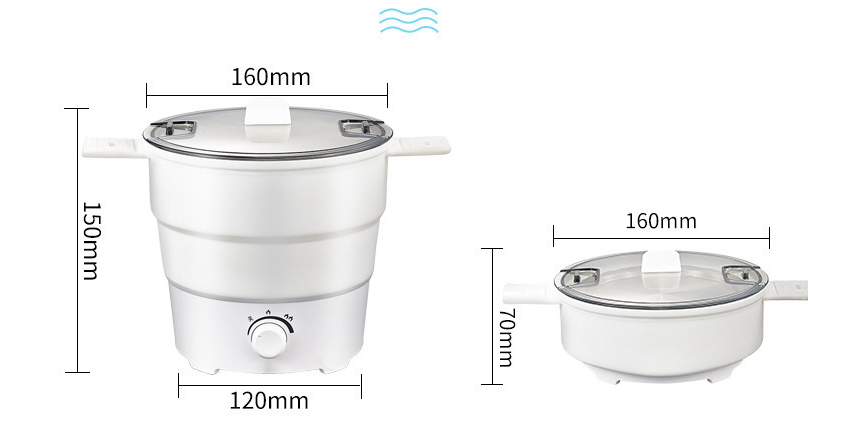 Multifunctional Electric Cooker Mini Noodle Cooker for Student Dormitory Bedroom Travel Folding Cooker Convenient Household Rice Pi-Mart