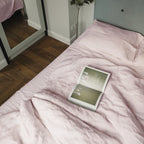 Linen four-piece set Nordic style solid color washed antibacterial bed linen bed sheet quilt cover bedding ins wind three-piece set Pi-Mart
