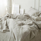 Linen four-piece set Nordic style solid color washed antibacterial bed linen bed sheet quilt cover bedding ins wind three-piece set Pi-Mart