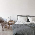 Linen four-piece set Nordic style solid color washed antibacterial bed linen bed sheet quilt cover bedding ins wind three-piece set Pi-Mart
