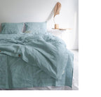 Linen four-piece set Nordic style solid color washed antibacterial bed linen bed sheet quilt cover bedding ins wind three-piece set Pi-Mart