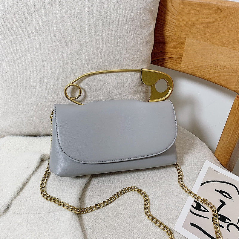 Ladies Personality Fashion Pin Top Handle Purse Leather Women Handbag Pi-Mart