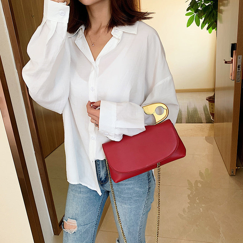 Ladies Personality Fashion Pin Top Handle Purse Leather Women Handbag Pi-Mart