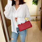Ladies Personality Fashion Pin Top Handle Purse Leather Women Handbag Pi-Mart