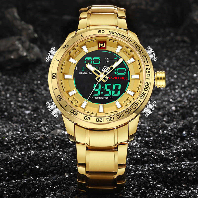 Waterproof LED Dual Display Multi-function Quartz Watch Pi-Mart
