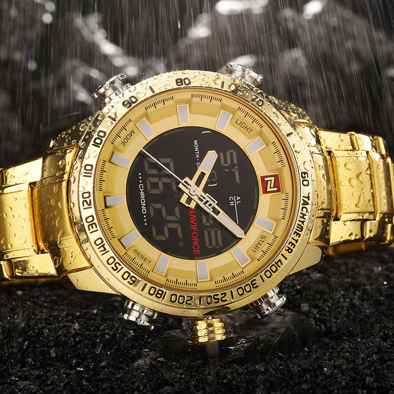 Waterproof LED Dual Display Multi-function Quartz Watch Pi-Mart