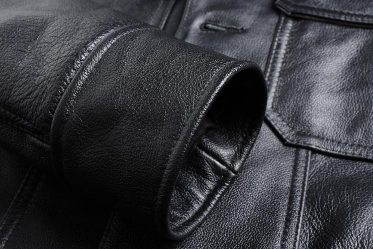 Top Layer Cowhide Leather Leather Jacket Men's Short Slim Leather Jacket Jacket Pi-Mart