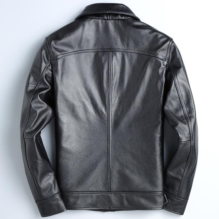 Top Layer Cowhide Leather Leather Jacket Men's Short Slim Leather Jacket Jacket Pi-Mart