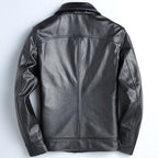 Top Layer Cowhide Leather Leather Jacket Men's Short Slim Leather Jacket Jacket Pi-Mart