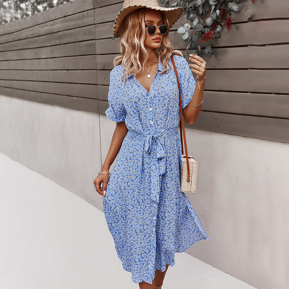 Women's Printed Dress Amazon Casual Holiday Style Sexy Big Swing Skirt