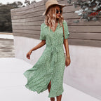 Women's Printed Dress Amazon Casual Holiday Style Sexy Big Swing Skirt