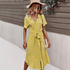 Women's Printed Dress Amazon Casual Holiday Style Sexy Big Swing Skirt