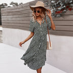 Women's Printed Dress Amazon Casual Holiday Style Sexy Big Swing Skirt