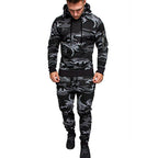 Zipper Hooded Solid Color Sweatshirt Sports Trousers Suit Pi-Mart