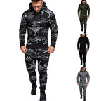Zipper Hooded Solid Color Sweatshirt Sports Trousers Suit Pi-Mart