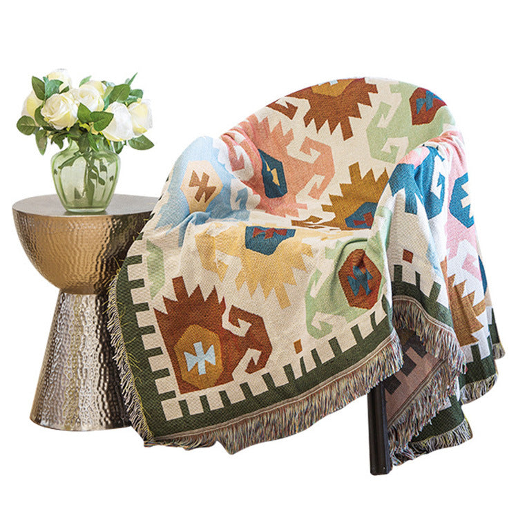 Sofa Cushion Blanket Cushion Sofa Towel Retro Sofa Knitted Blanket Pi-Mart