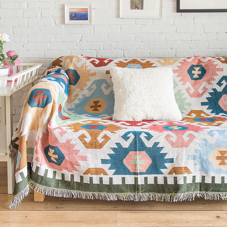 Sofa Cushion Blanket Cushion Sofa Towel Retro Sofa Knitted Blanket Pi-Mart