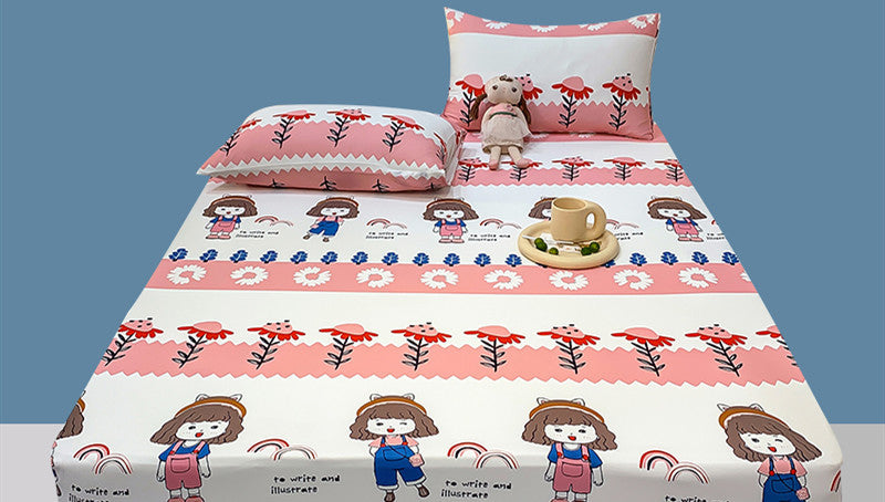 Cotton Elastic Bed Sheet Geometric Printed Fitted Sheet Elastic Bed Linen Mattress Cover Queen King Size bedding set Bedspread Pi-Mart