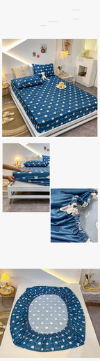 Cotton Elastic Bed Sheet Geometric Printed Fitted Sheet Elastic Bed Linen Mattress Cover Queen King Size bedding set Bedspread Pi-Mart