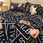 Simple Checkered Sheets, Duvet Cover And Bedding Set Of Four Pi-Mart
