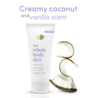 Dove Whole Body Women's Deodorant Invisible Cream Coconut & Vanilla Aluminum Free, 2.5 oz