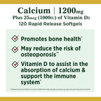 Nature's Bounty Calcium + Vitamin D3 Softgels; 1200 mg; 120 Count