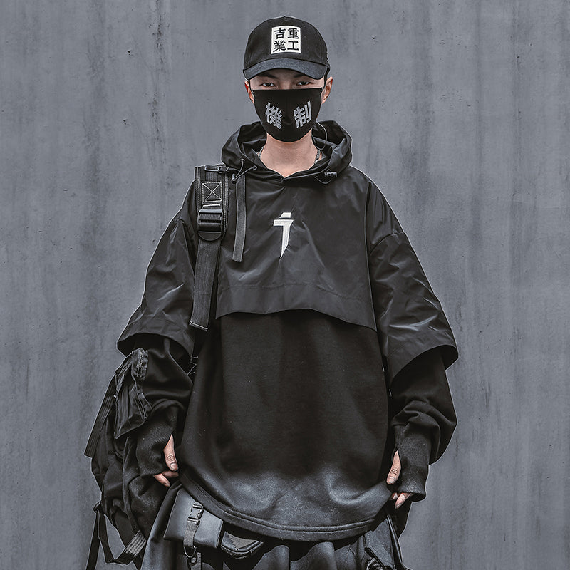 Jiye Heavy Industry Spring Splicing Tactical Pocket Sweater Men's Tide Ins Loose Tide Brand Fake Two Jackets