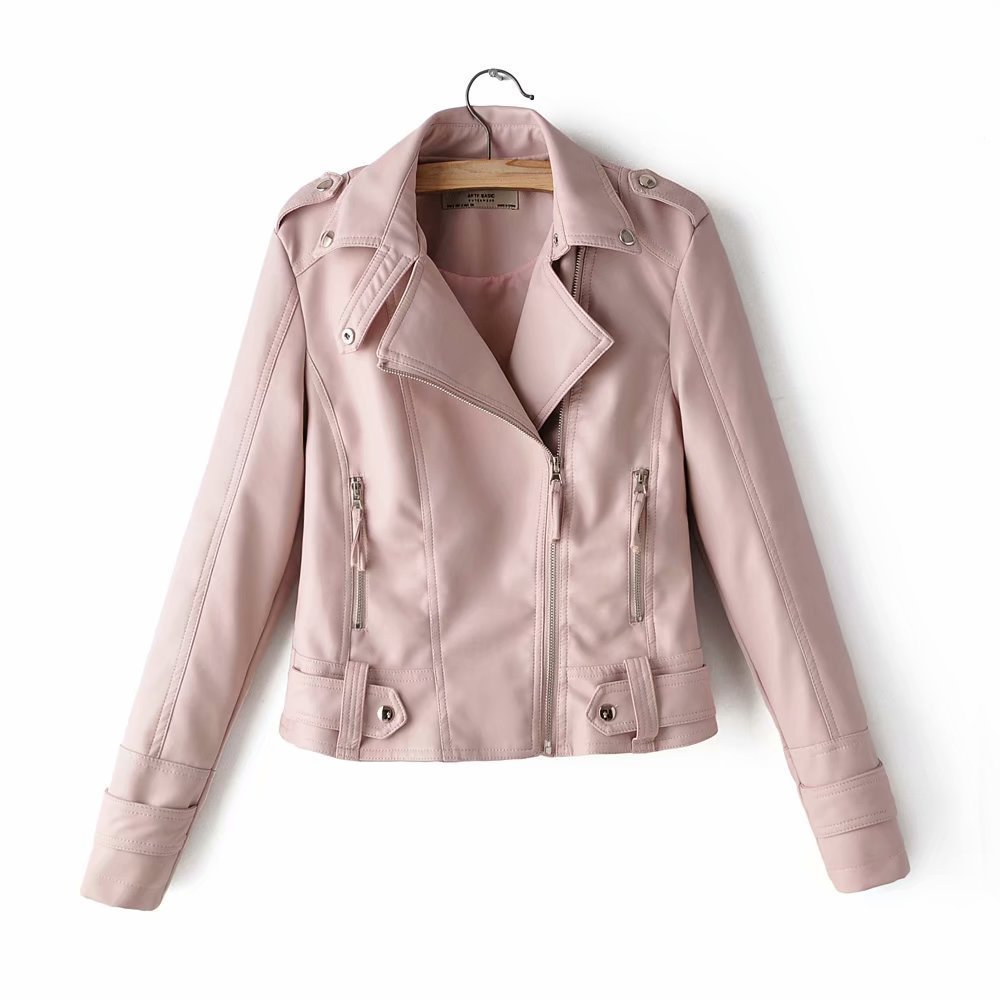 Short PU motorcycle leather jacket Pi-Mart