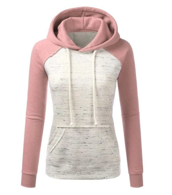 Casual Color Block Fleece Hooded Sweatshirt Pi-Mart
