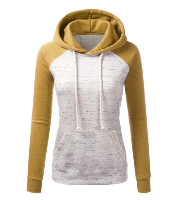 Casual Color Block Fleece Hooded Sweatshirt Pi-Mart