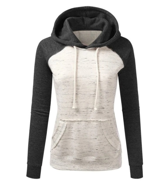 Casual Color Block Fleece Hooded Sweatshirt Pi-Mart
