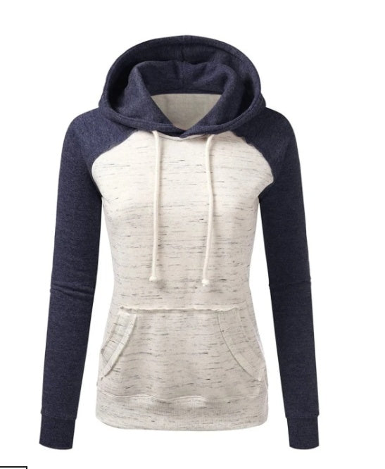 Casual Color Block Fleece Hooded Sweatshirt Pi-Mart