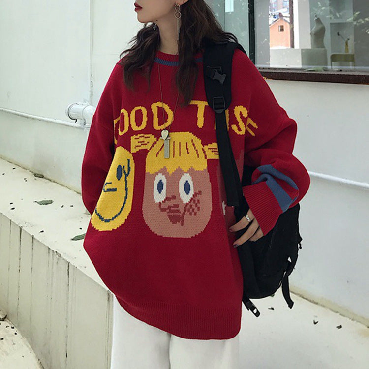 Lazy Wind Cartoon Sweater Women Wearing Student Jackets For Autumn And Winter Pi-Mart