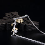 Vintage Freshwater Pearl Necklace Female S925 Silver Zircon Plum Blossom Branch Pendant Pi-Mart