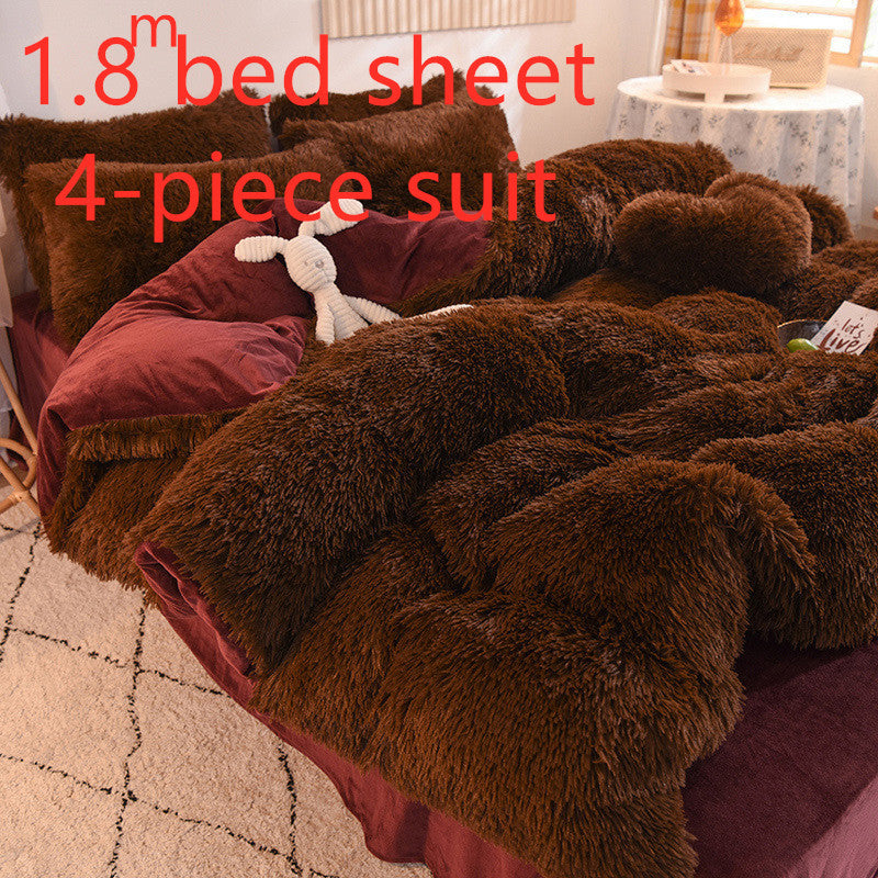 Mink velvet crystal velvet four-piece bedding Pi-Mart
