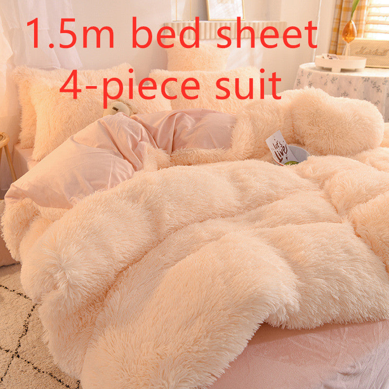 Mink velvet crystal velvet four-piece bedding Pi-Mart