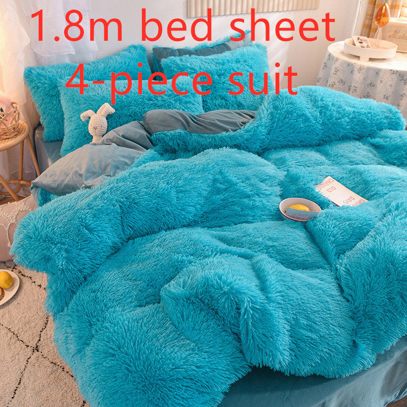 Mink velvet crystal velvet four-piece bedding Pi-Mart