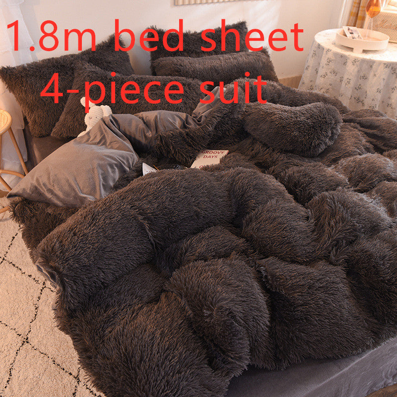 Mink velvet crystal velvet four-piece bedding Pi-Mart