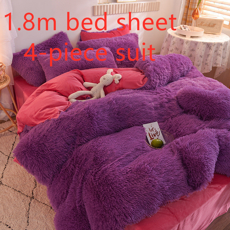 Mink velvet crystal velvet four-piece bedding Pi-Mart