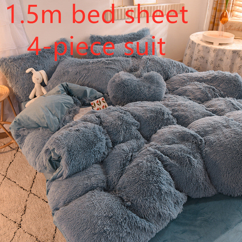 Mink velvet crystal velvet four-piece bedding Pi-Mart