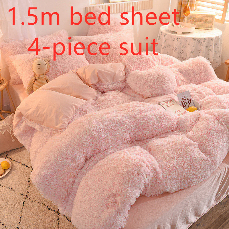 Mink velvet crystal velvet four-piece bedding Pi-Mart