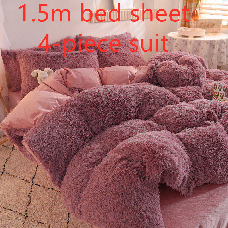 Mink velvet crystal velvet four-piece bedding Pi-Mart
