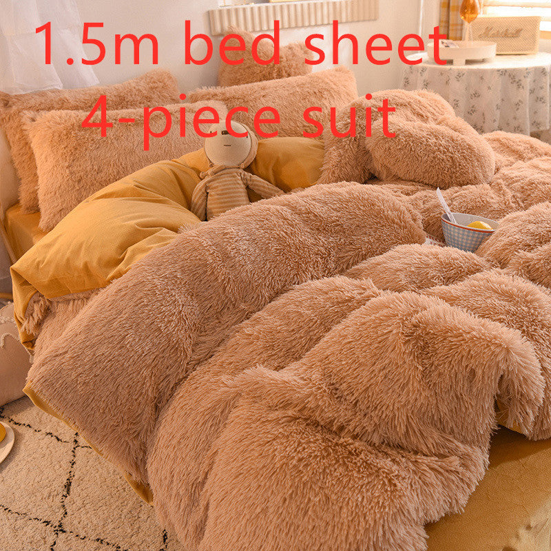 Mink velvet crystal velvet four-piece bedding Pi-Mart