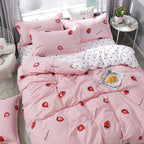 Net Celebrity Quilt Cover Girl Heart Dormitory Bed Three-Piece Set Pi-Mart