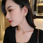 Cat's Eye Flower Earrings High Sense Opal Square Triangle Geometry Earrings Pi-Mart