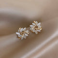 Cat's Eye Flower Earrings High Sense Opal Square Triangle Geometry Earrings Pi-Mart